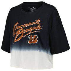 Joe Burrow Cincinnati Bengals Majestic Threads Women's Dip-Dye Player Name & Number Crop Top - Black/White for sale