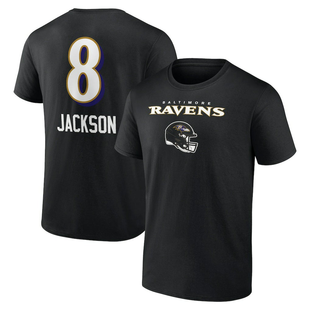 Lamar Jackson Baltimore Ravens Team Wordmark Name & Number T-Shirt - Black discount