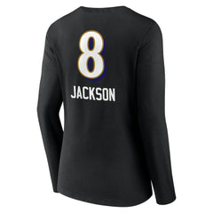 Lamar Jackson Baltimore Ravens Women's Team Wordmark Long Sleeve V-Neck T-Shirt - Black outlet