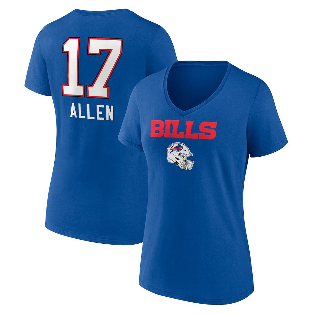 Josh Allen Buffalo Bills Women's Team Wordmark Name & Number V-Neck T-Shirt - Royal on sale