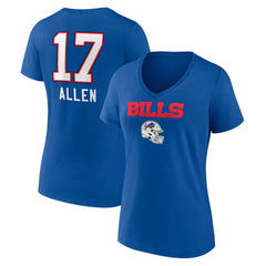 Josh Allen Buffalo Bills Women's Team Wordmark Name & Number V-Neck T-Shirt - Royal on sale