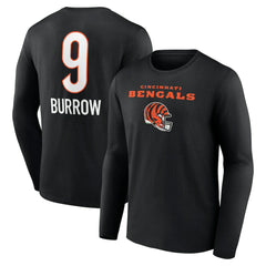 Joe Burrow Cincinnati Bengals Team Wordmark Long Sleeve T-Shirt - Black cheap