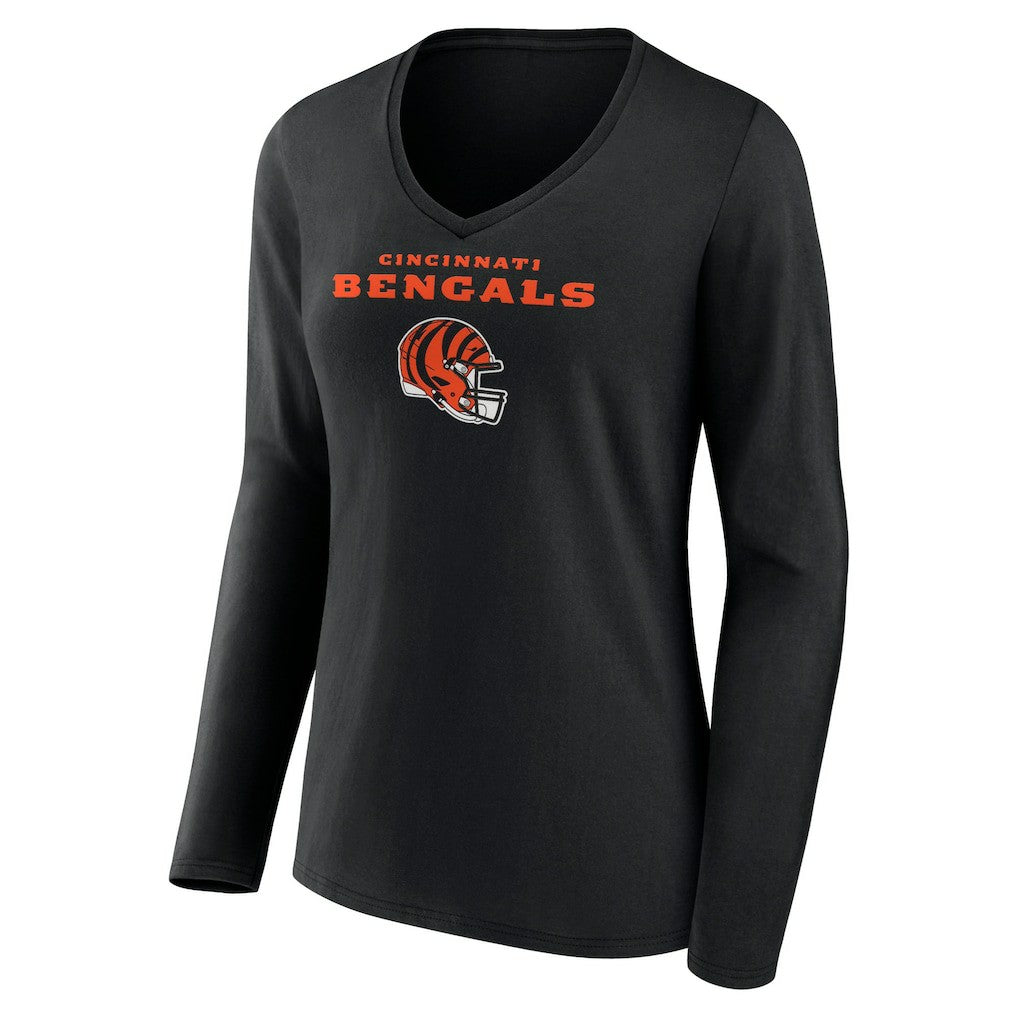 Joe Burrow Cincinnati Bengals Women's Team Wordmark Long Sleeve V-Neck T-Shirt - Black on sale
