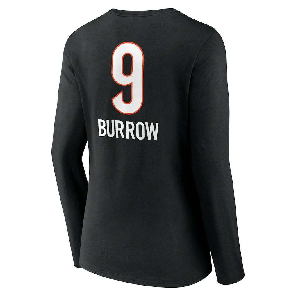 Joe Burrow Cincinnati Bengals Women's Team Wordmark Long Sleeve V-Neck T-Shirt - Black on sale