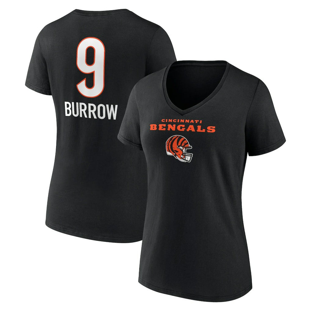 Joe Burrow Cincinnati Bengals Women's Team Wordmark Name & Number V-Neck T-Shirt - Black outlet