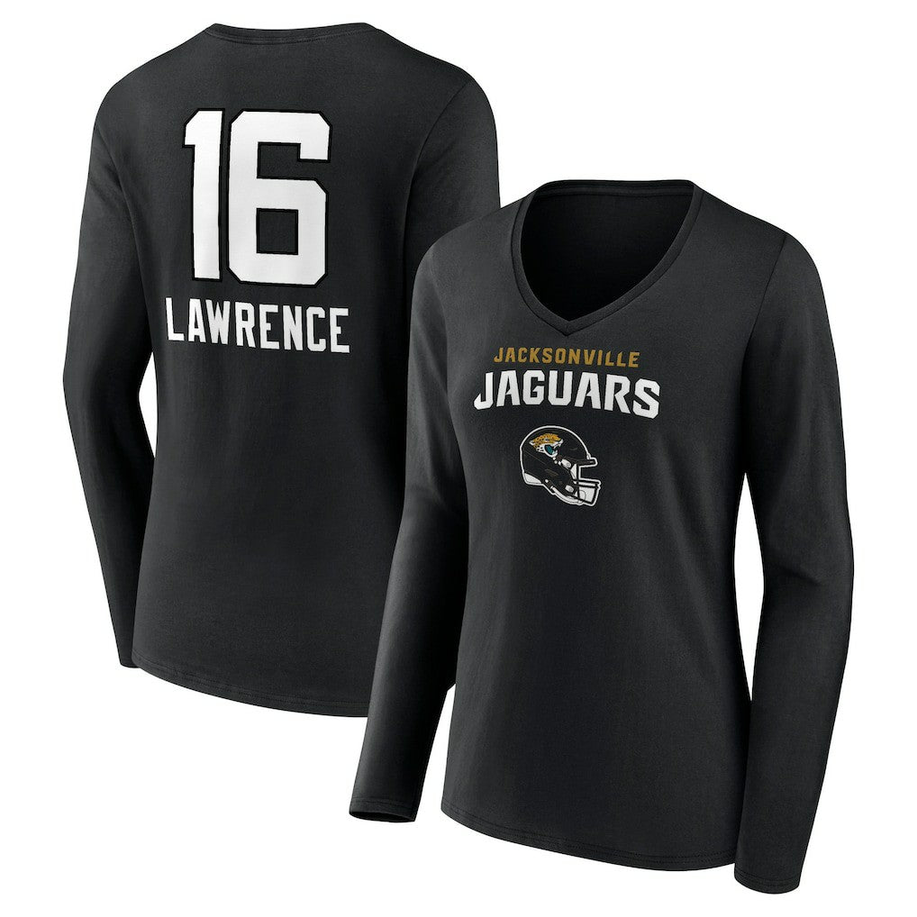 Trevor Lawrence Jacksonville Jaguars Women's Team Wordmark Long Sleeve V-Neck T-Shirt - Black on sale