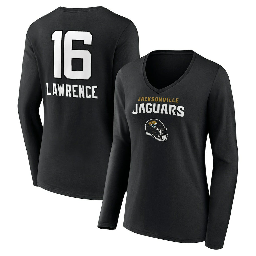 Trevor Lawrence Jacksonville Jaguars Women's Team Wordmark Long Sleeve V-Neck T-Shirt - Black on sale