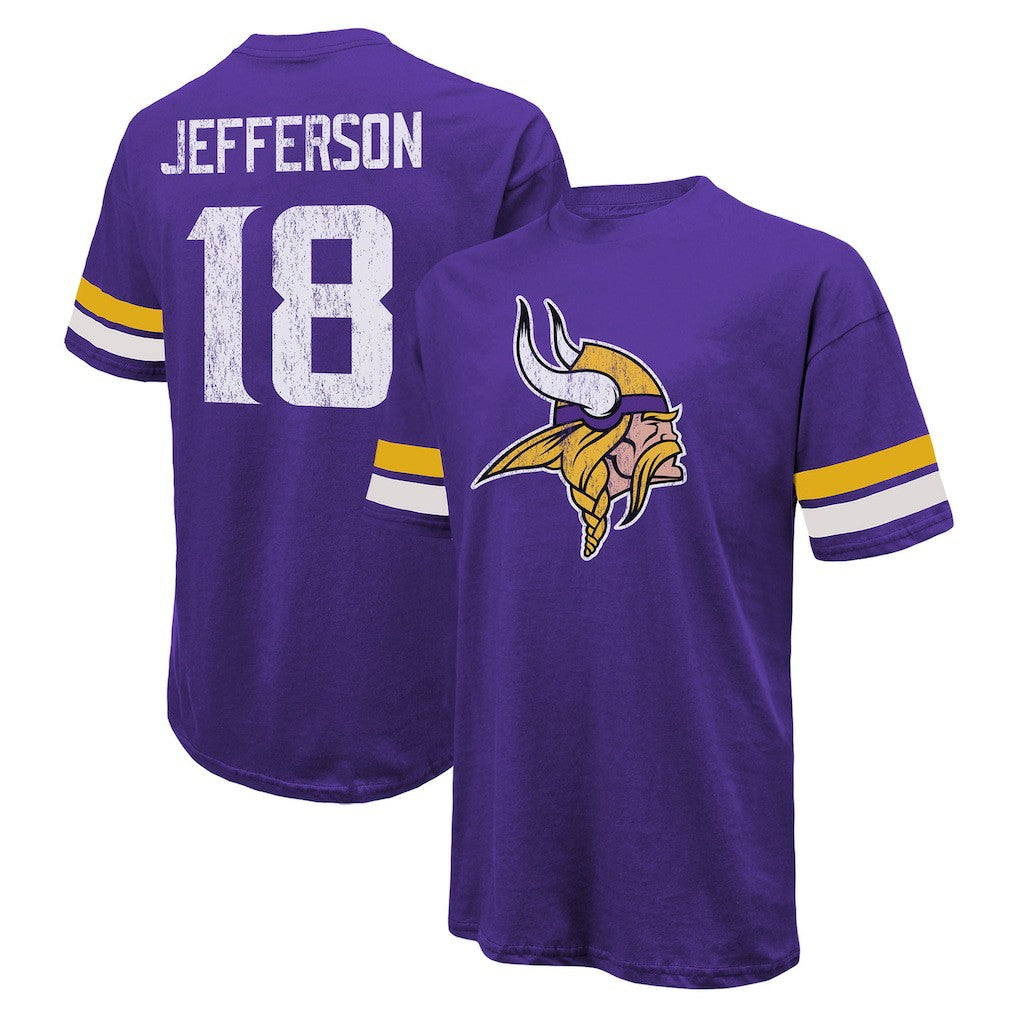 Justin Jefferson Minnesota Vikings Majestic Threads Name & Number Oversized Fit T-Shirt - Purple cheap