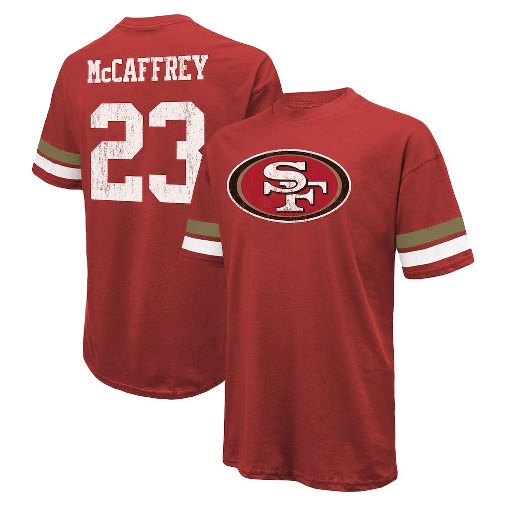 Christian McCaffrey San Francisco 49ers Majestic Threads Name & Number Oversized Fit T-Shirt - Scarlet outlet