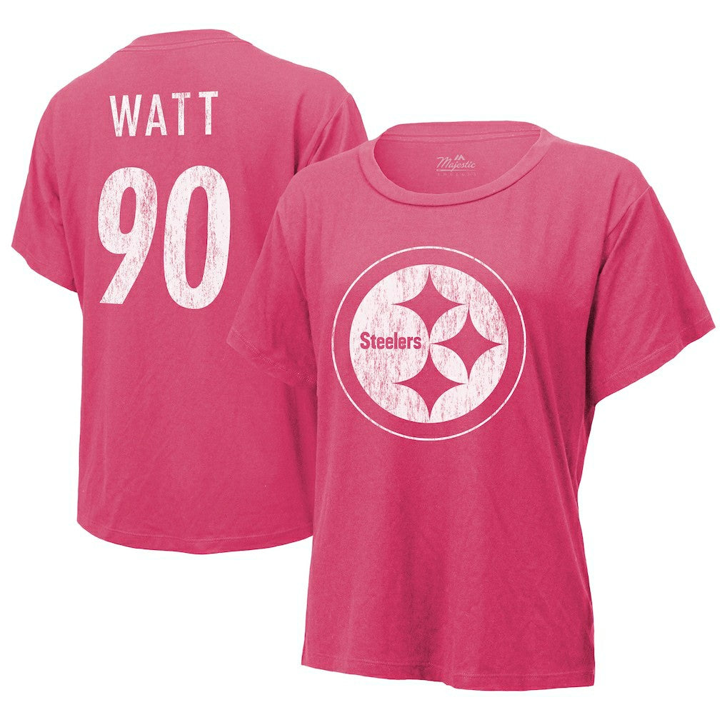 T.J. Watt Pittsburgh Steelers Majestic Threads Women's Name & Number T-Shirt - Pink cheap