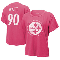 T.J. Watt Pittsburgh Steelers Majestic Threads Women's Name & Number T-Shirt - Pink cheap