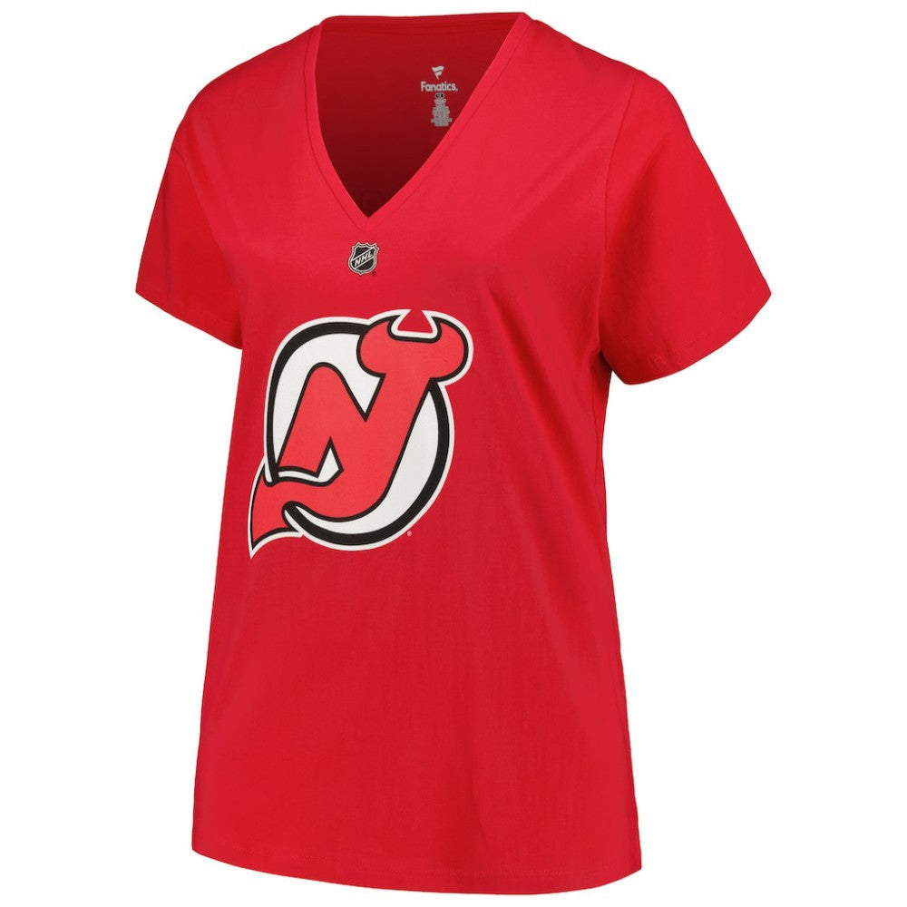Jack Hughes New Jersey Devils Fanatics Women's Plus Size Name & Number T-Shirt - Red T-shirts
