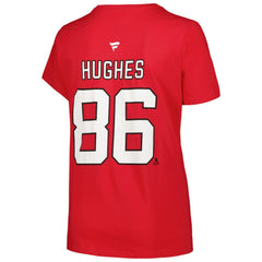 Jack Hughes New Jersey Devils Fanatics Women's Plus Size Name & Number T-Shirt - Red T-shirts