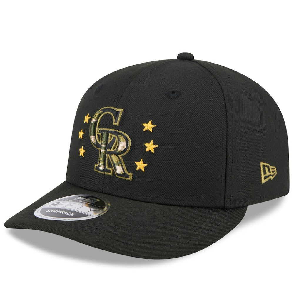 Colorado Rockies 2024 Armed Forces Day Low Profile 9FIFTY Snapback Hat Black