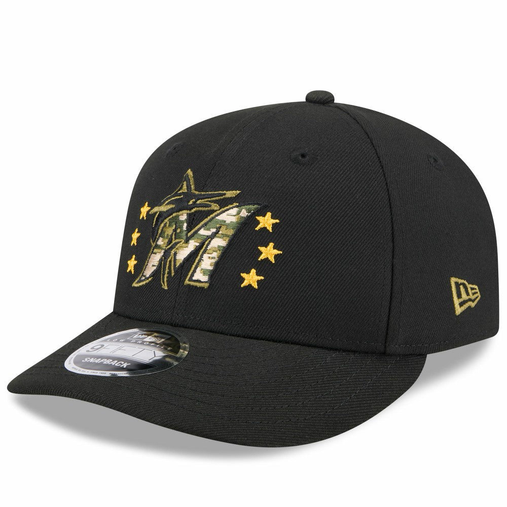 Miami Marlins 2024 Armed Forces Day Low Profile 9FIFTY Snapback Hat Black