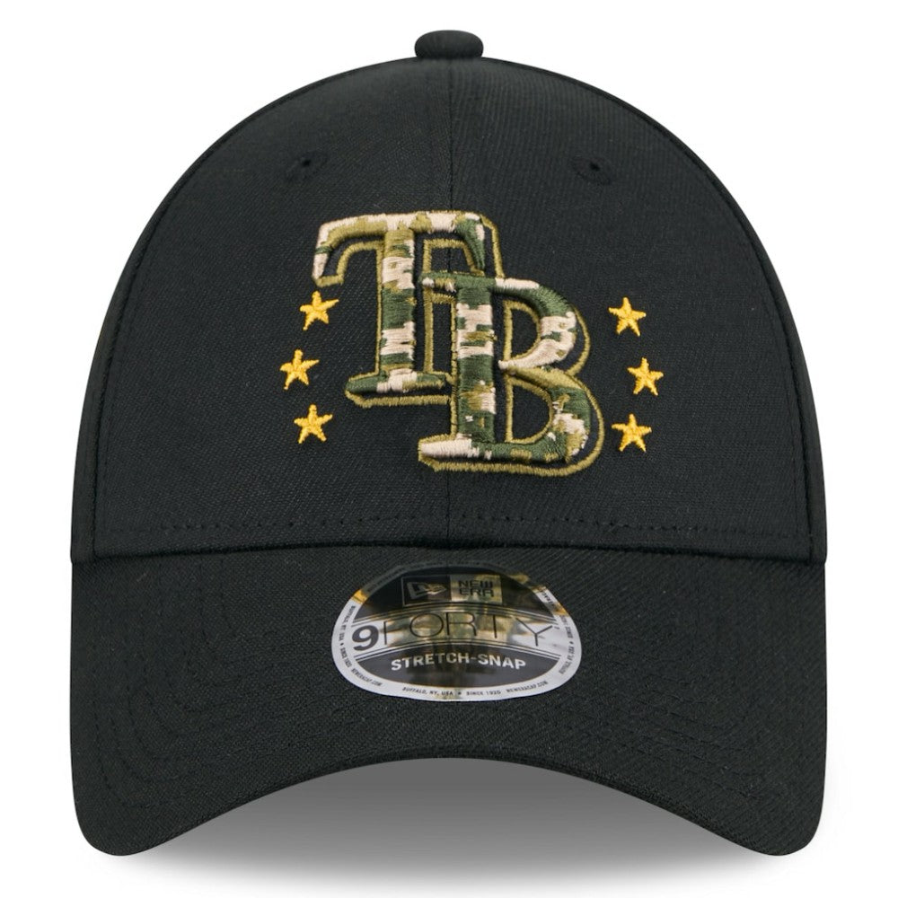 Tampa Bay Rays 2024 Armed Forces Day 9FORTY Adjustable Hat Black