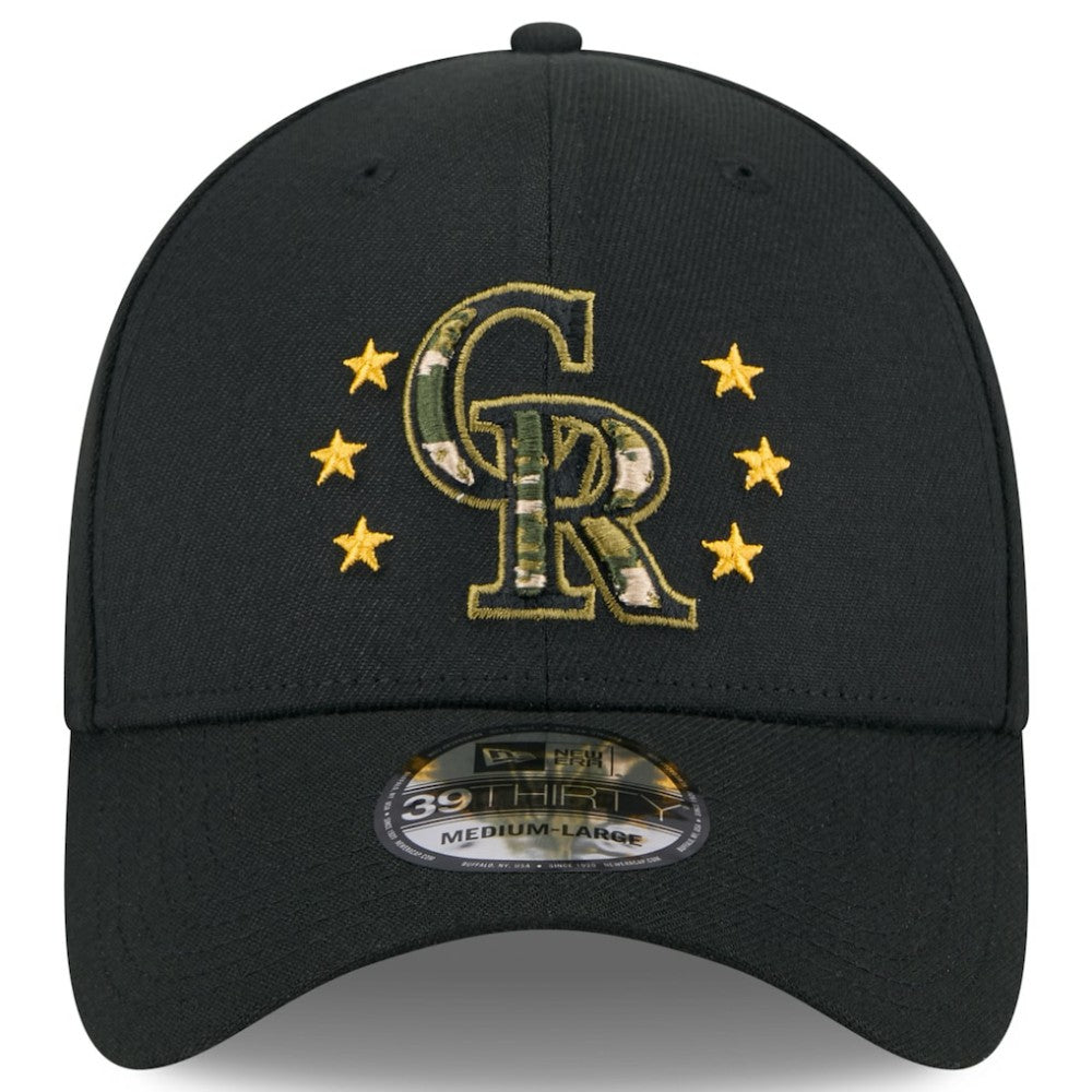 Colorado Rockies 2024 Armed Forces Day 39THIRTY Flex Hat Black
