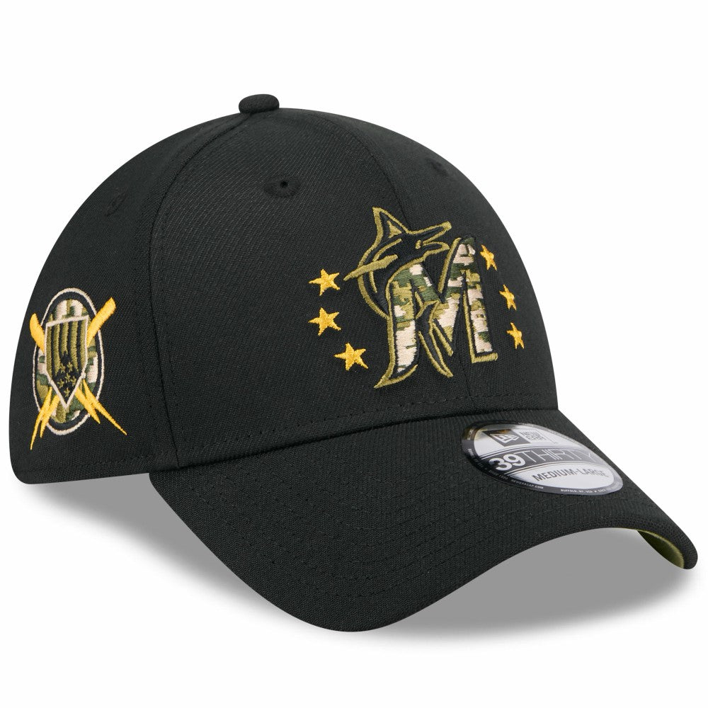 Miami Marlins 2024 Armed Forces Day 39THIRTY Flex Hat Black
