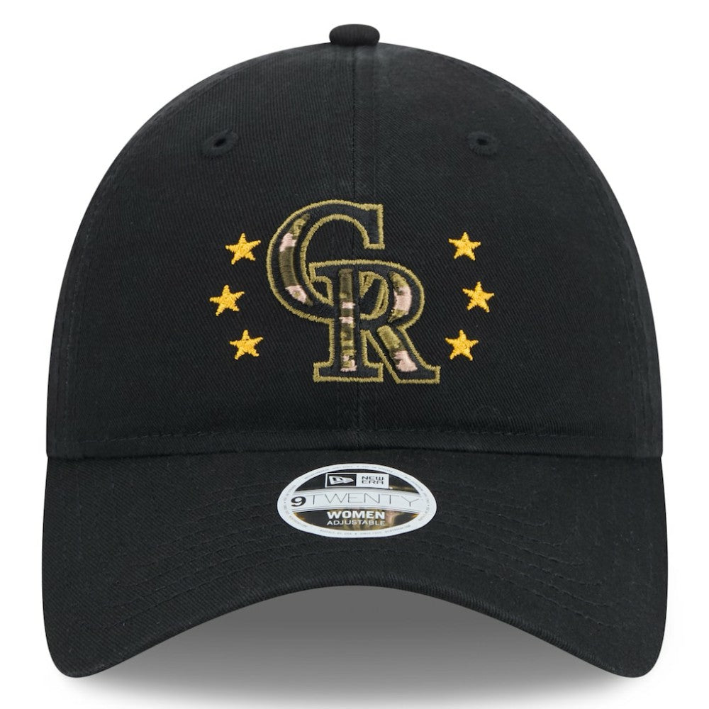 Colorado Rockies Women's 2024 Armed Forces Day 9TWENTY Adjustable Hat Black