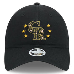 Colorado Rockies Women's 2024 Armed Forces Day 9TWENTY Adjustable Hat Black