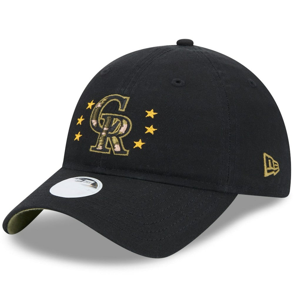 Colorado Rockies Women's 2024 Armed Forces Day 9TWENTY Adjustable Hat Black