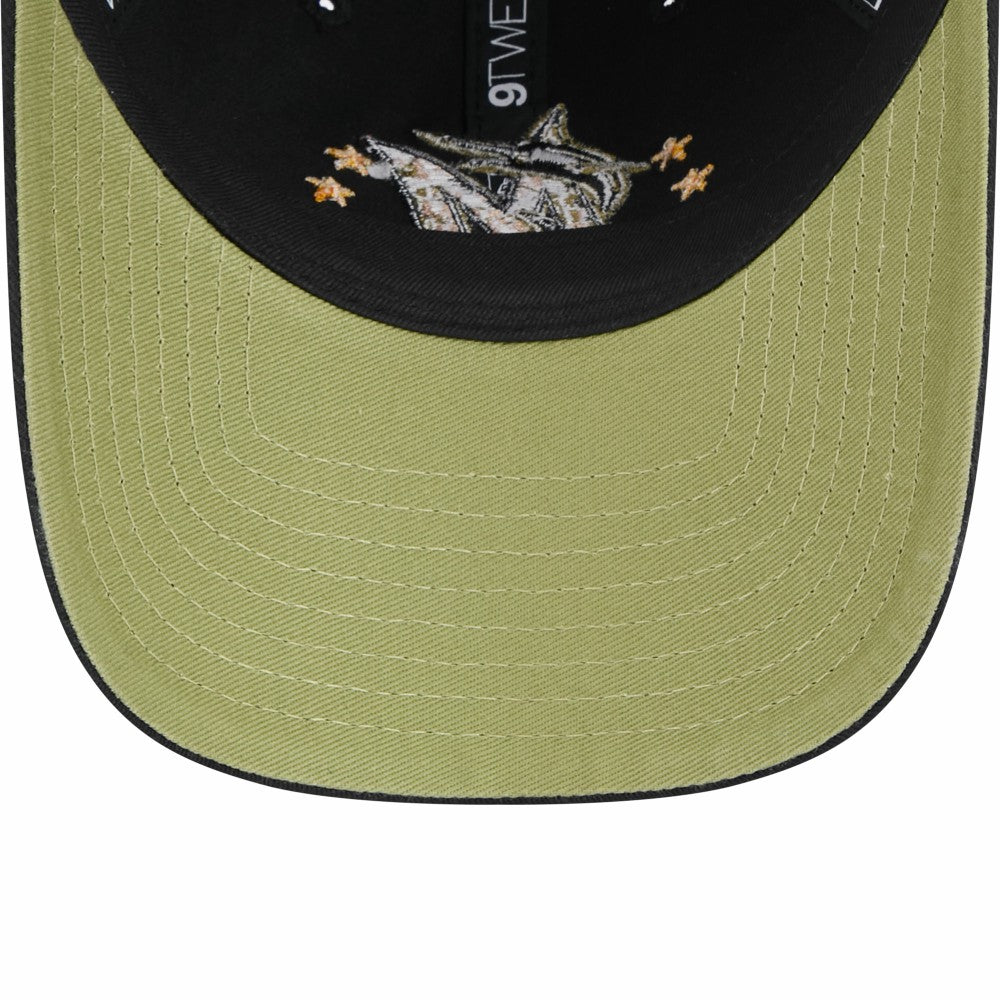 Miami Marlins Women's 2024 Armed Forces Day 9TWENTY Adjustable Hat Black