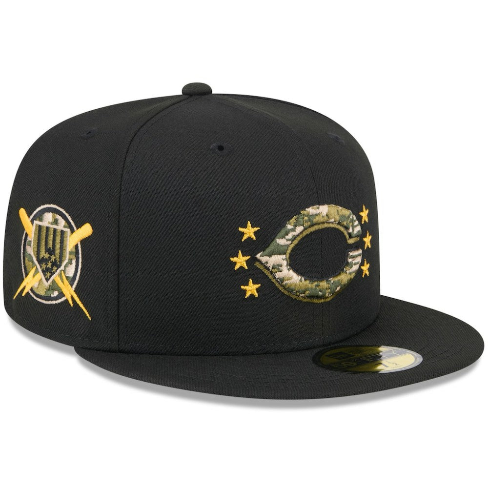 Cincinnati Reds 2024 Armed Forces Day On-Field 59FIFTY Fitted Hat Black