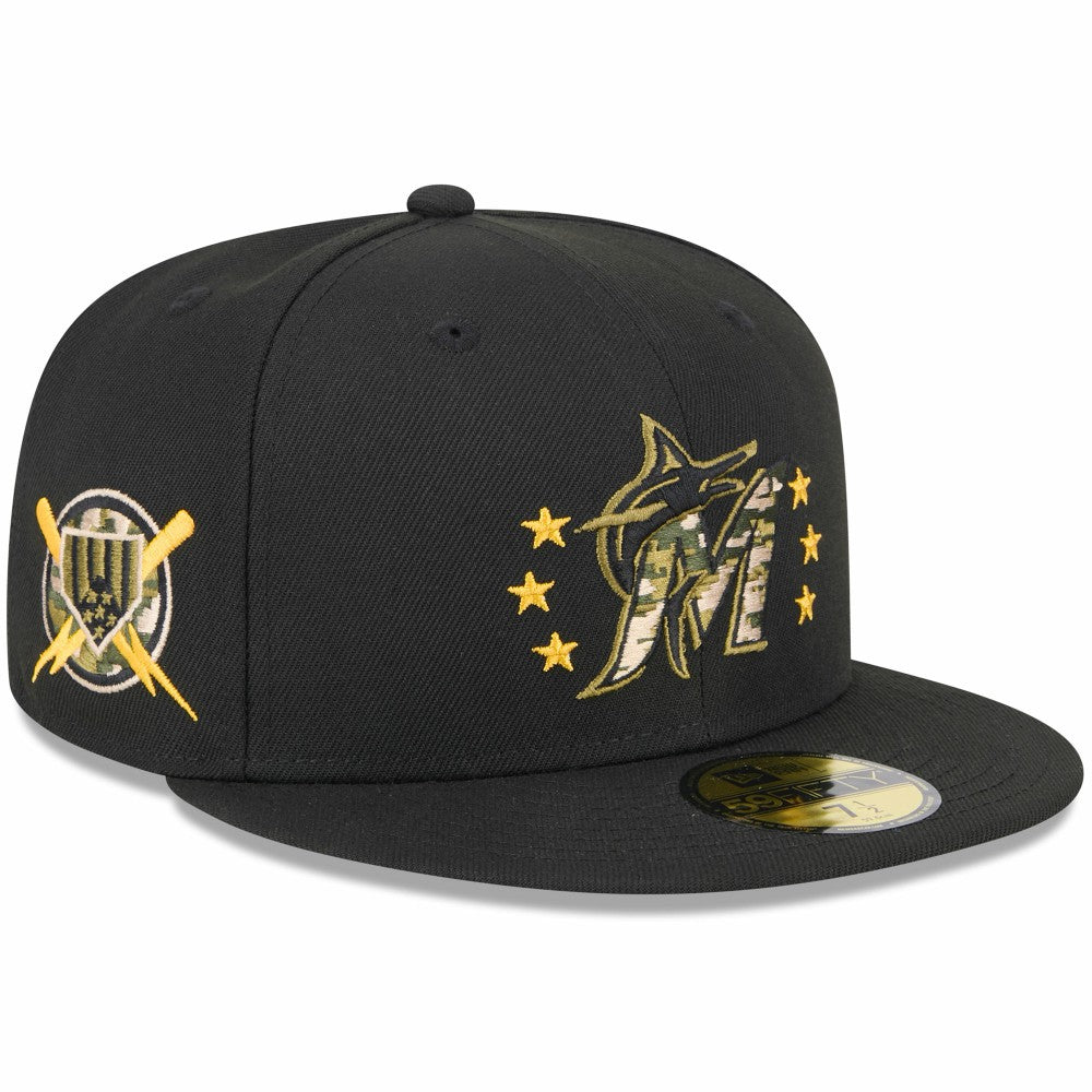 Miami Marlins 2024 Armed Forces Day On-Field 59FIFTY Fitted Hat Black