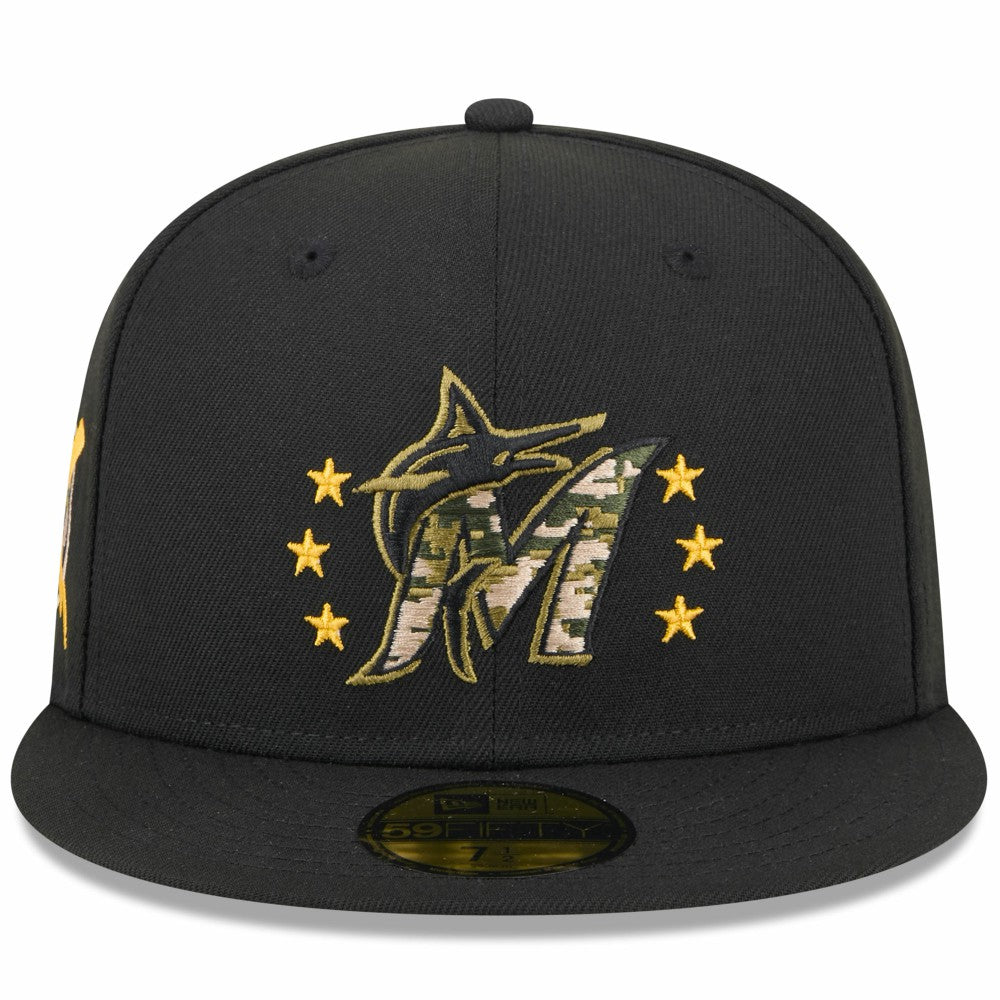Miami Marlins 2024 Armed Forces Day On-Field 59FIFTY Fitted Hat Black