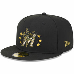 Miami Marlins 2024 Armed Forces Day On-Field 59FIFTY Fitted Hat Black