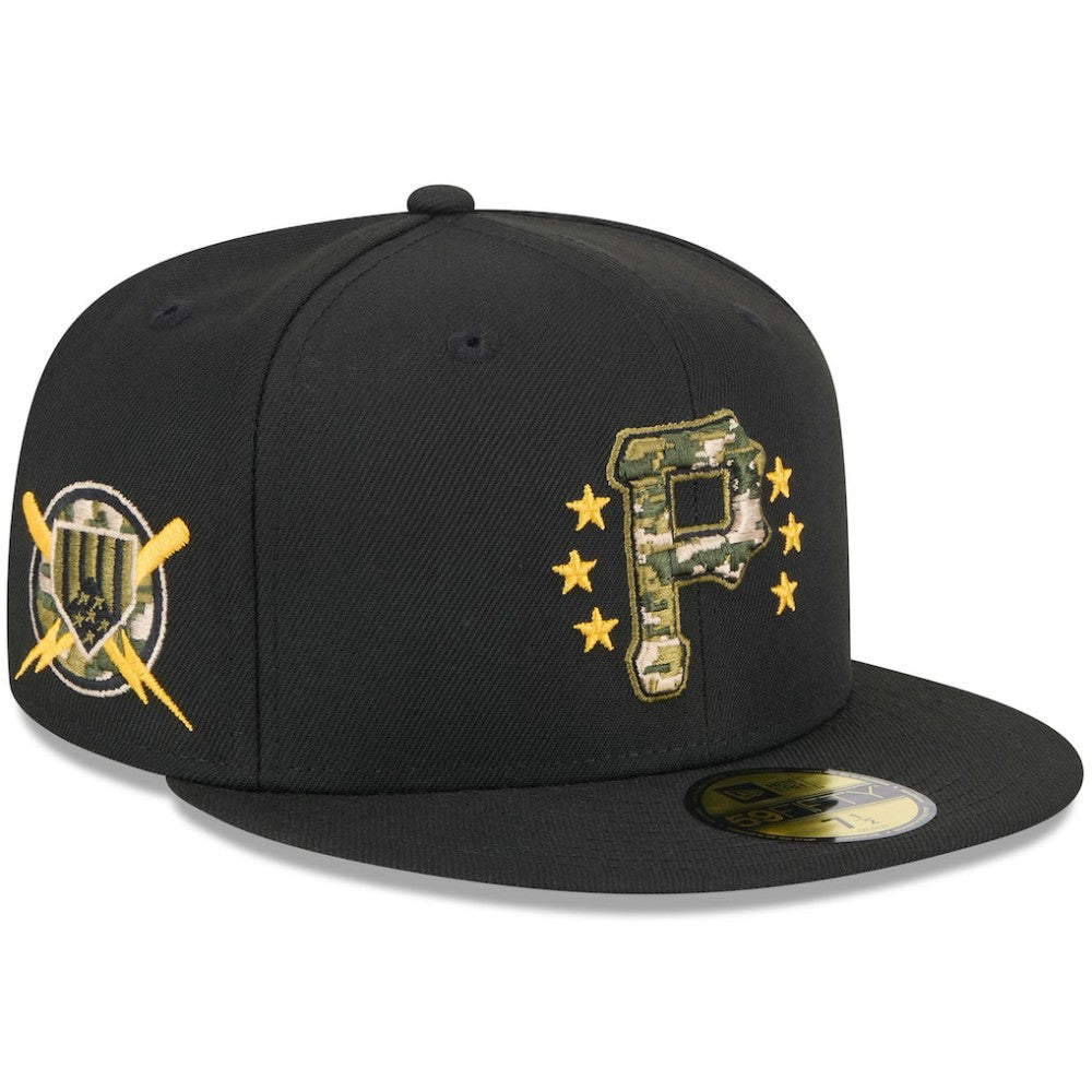 Pittsburgh Pirates 2024 Armed Forces Day On-Field 59FIFTY Fitted Hat Black