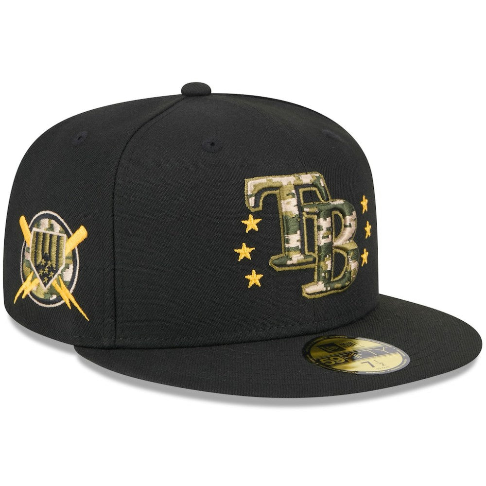 Tampa Bay Rays 2024 Armed Forces Day On-Field 59FIFTY Fitted Hat Black