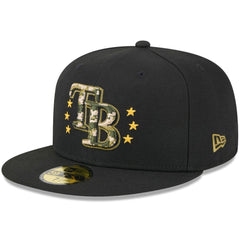 Tampa Bay Rays 2024 Armed Forces Day On-Field 59FIFTY Fitted Hat Black
