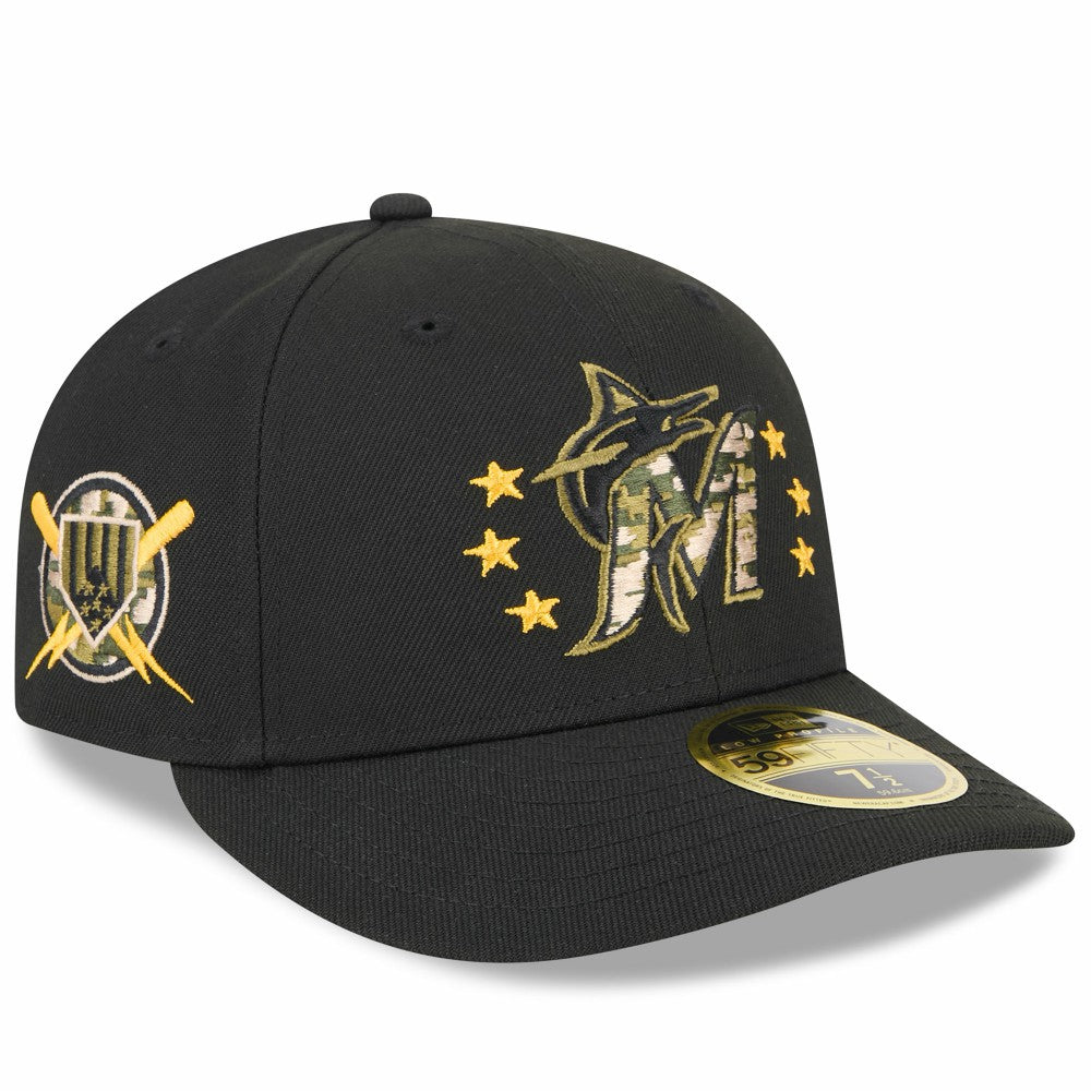 Miami Marlins 2024 Armed Forces Day Low Profile 59FIFTY Fitted Hat Black