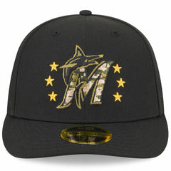 Miami Marlins 2024 Armed Forces Day Low Profile 59FIFTY Fitted Hat Black