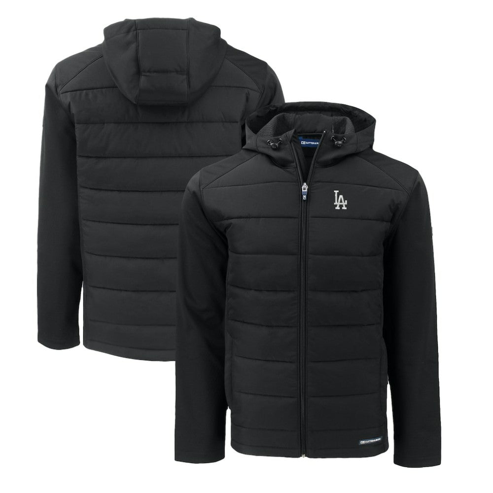 Los Angeles Dodgers Cutter & Buck Big & Tall Evoke Hybrid Eco Softshell Recycled Full-Zip Hoodie Black