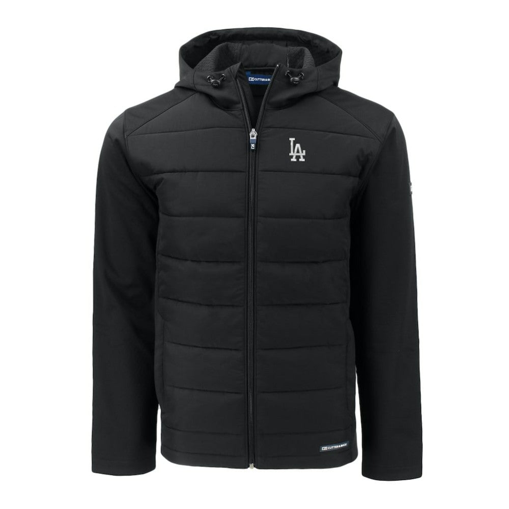 Los Angeles Dodgers Cutter & Buck Big & Tall Evoke Hybrid Eco Softshell Recycled Full-Zip Hoodie Black