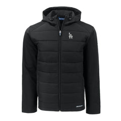 Los Angeles Dodgers Cutter & Buck Big & Tall Evoke Hybrid Eco Softshell Recycled Full-Zip Hoodie Black