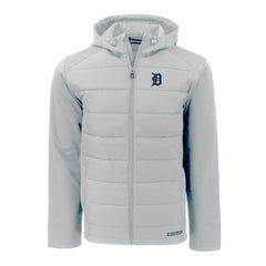 Detroit Tigers Cutter & Buck Evoke Hybrid Eco Softshell Recycled Full-Zip Hoodie Gray