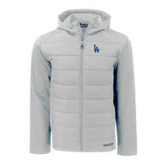 Los Angeles Dodgers Cutter & Buck Evoke Hybrid Eco Softshell Recycled Full-Zip Hoodie Gray
