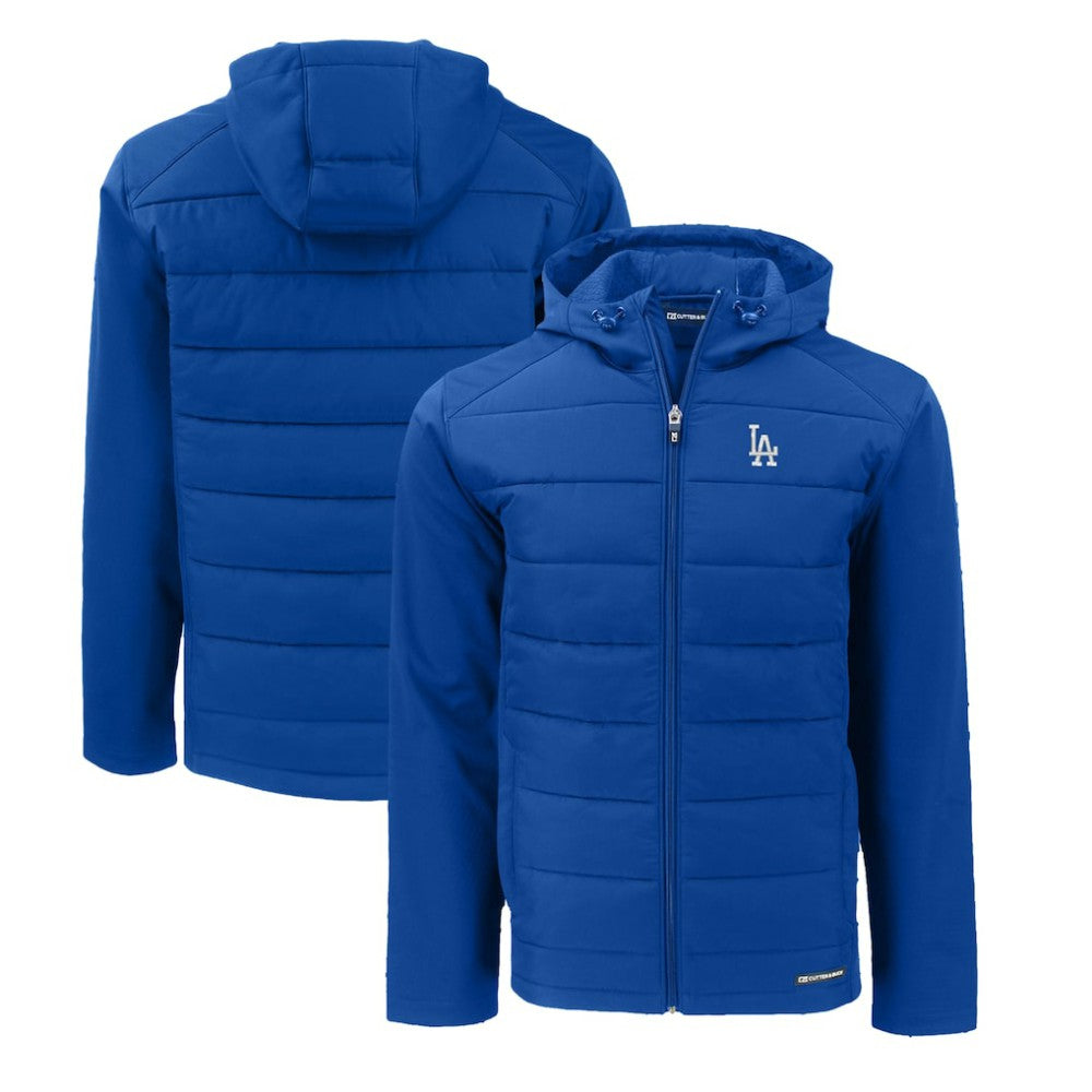 Los Angeles Dodgers Cutter & Buck Evoke Hybrid Eco Softshell Recycled Full-Zip Hoodie Royal