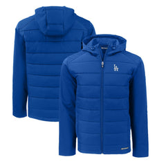 Los Angeles Dodgers Cutter & Buck Evoke Hybrid Eco Softshell Recycled Full-Zip Hoodie Royal