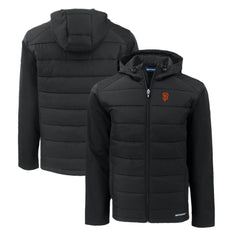 San Francisco Giants Cutter & Buck Evoke Hybrid Eco Softshell Recycled Full-Zip Hoodie Black