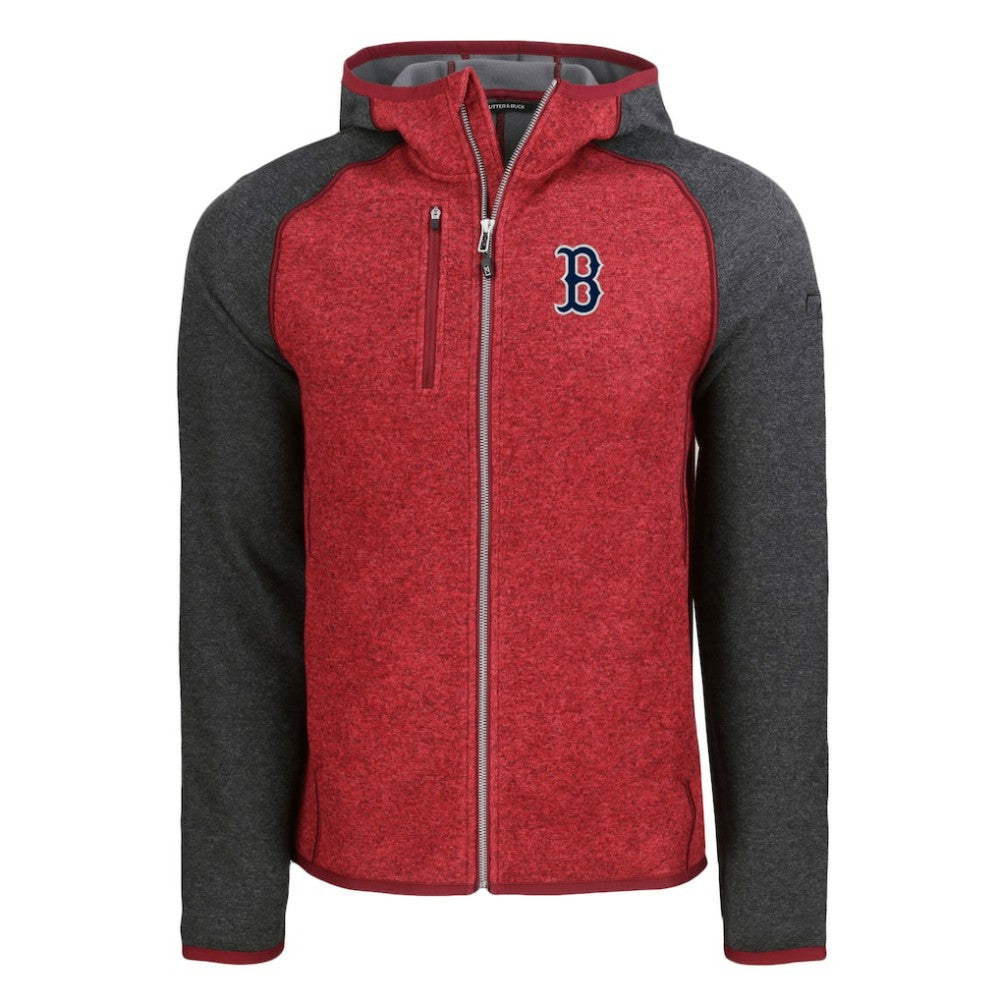 Boston Red Sox Cutter & Buck Mainsail Full-Zip Hooded Jacket Heather Charcoal/Red