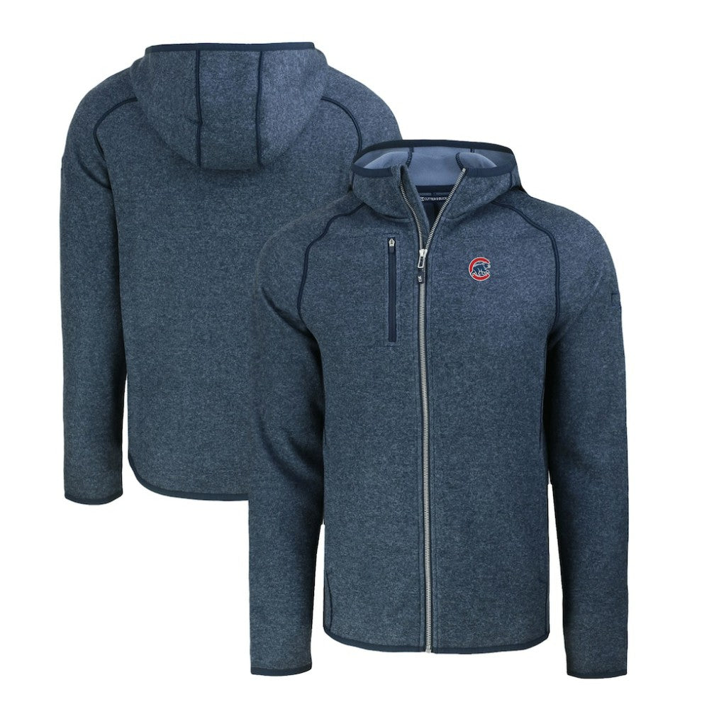 Chicago Cubs Cutter & Buck Mainsail Full-Zip Hooded Jacket Heather Navy