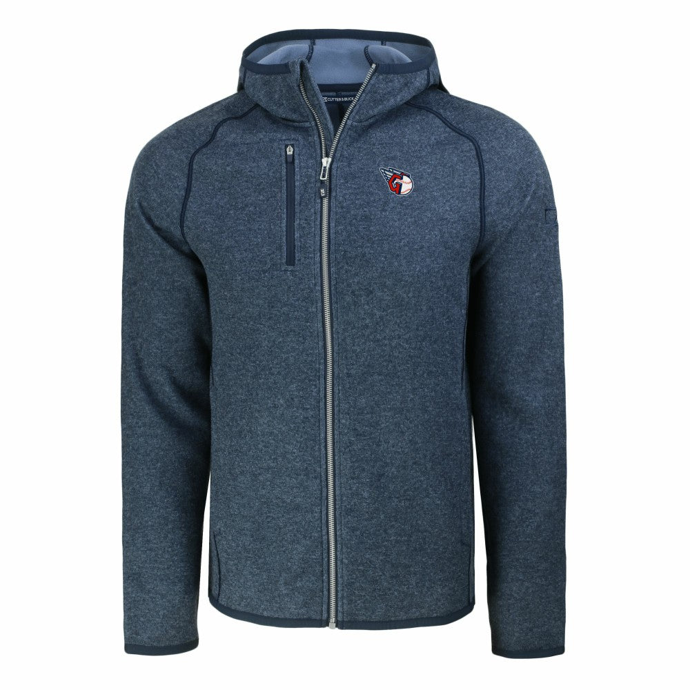 Cleveland Guardians Cutter & Buck Mainsail Full-Zip Hooded Jacket Heather Navy
