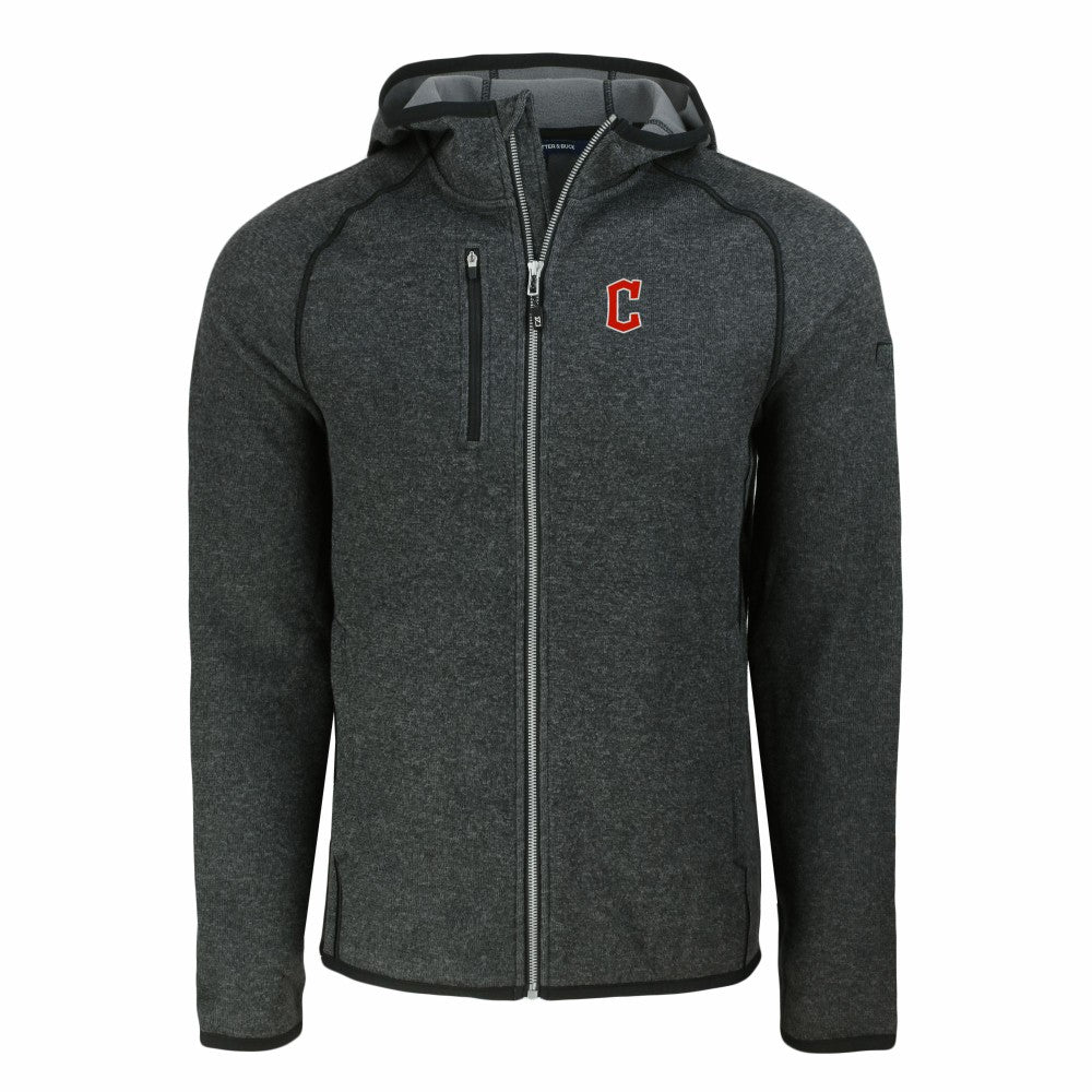 Cleveland Guardians Cutter & Buck Mainsail Full-Zip Hooded Jacket Heather Charcoal