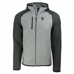 New York Mets Cutter & Buck Mainsail Full-Zip Hooded Jacket Heather Charcoal/Heather Gray