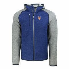 New York Mets Cutter & Buck Mainsail Full-Zip Hooded Jacket Royal/Heather Gray
