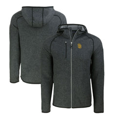 San Diego Padres Cutter & Buck Mainsail Full-Zip Hooded Jacket Heather Charcoal